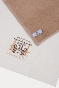 Ręczniki kuchenne CAFE, 2 szt Kremowy / Beżowy Zestaw (2szt., 40x60 cm)