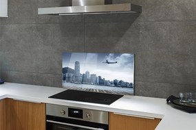 Panel nad Blat Kuchenny Samolot nad Miejskimi Chmurami