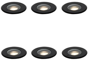 Zewnetrzna Zestaw 6 Nowoczesnych zewnętrznych reflektorów naziemnych czarnych 35 mm regulowanych IP65 - Delux Nowoczesny Oswietlenie zewnetrzne