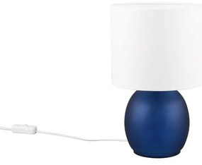 Biało-niebieska lampa stołowa z tekstylnym kloszem (wys. 29 cm) Vela – Trio