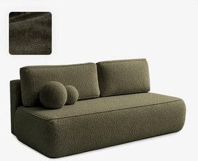 Sofa z Funkcją Spania ARVETO Oliwkowa Boucle Nowoczesna