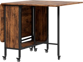 HOMCOM Składany Stół, Mobilny Stół dla 6 Osób z Półką, do 50 kg, 130 x 80 x 74 cm, Rustykalny Brąz