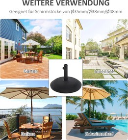 Outsunny Podstawa na Parasol 25kg Stalowa Wytrzymała na Warunki Pogodowe Czarna | Aosom PL