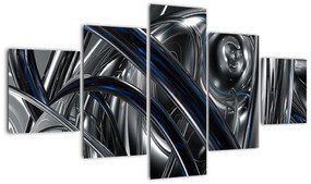 Obraz szarej abstrakcji z niebieskim (125x70 cm)