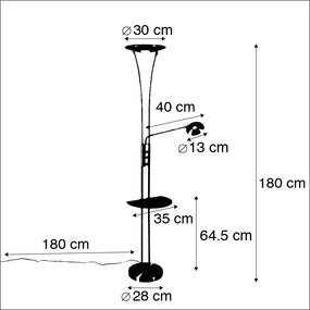 Lampa podłogowa mosiądz ramię do czytania LED USB - Sevilla Nowoczesny Oswietlenie wewnetrzne