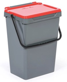 ArtPlast Kosz plastikowy na śmieci do segregacji, 35 l, szary + czerwony
