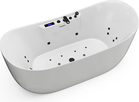Wanna z hydromasażem asymetryczna z oświetleniem LED - Biała - 190 l - 180 x 80 x 74 cm - BOLAZA