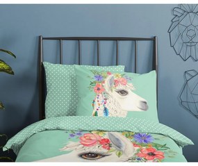 Miętowa bawełniana pościel dziecięca jednoosobowa 140x220 cm Joey – Good Morning