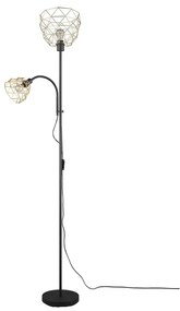 Lampa stojąca w czarno-złotym kolorze z metalowym kloszem (wys. 180 cm) Haval – Trio