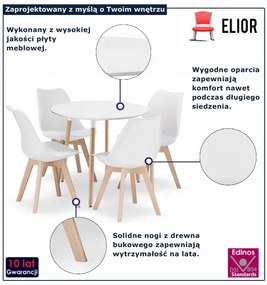Biały stół + 4 białe krzesła E5-L33
