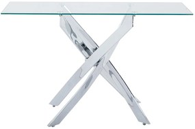 Konsola ze szkła hartowanego i chromowanego metalu - Transparentna - COSIMA