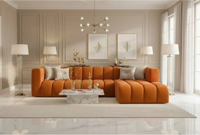 Narożnik w kształcie L GRAND 318 cm, tkanina Salvador, Brązowy, Prawy