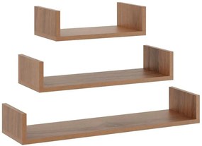 Zestaw 3 półek ściennych w kolorze orzech M4-P34