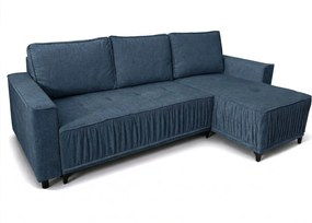 Elegancki narożnik prawostronny rozkładany VIKI 238x143cm, w tkaninie MONOLITH  76 niebieskiej