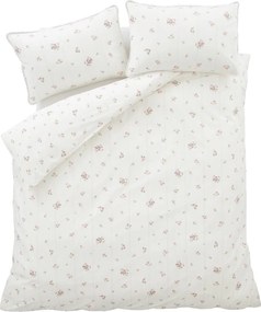 Kremowa pościel jednoosobowa z perkalu bawełnianego 135x200 cm Vintage Rosebud Lace – Bianca