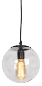 Nowoczesna lampa wisząca czarna ze szarym szkłem 20 cm - Pallon Nowoczesny Oswietlenie wewnetrzne