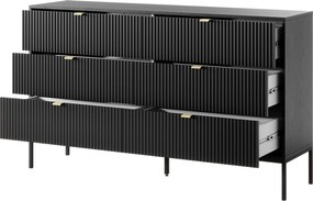 Komoda STELLARE 154 cm do Salonu Sypialni 6 Szuflad Czarny