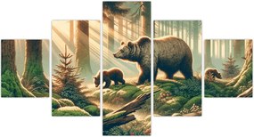 Obraz - Niedźwiedzie w lesie (125x70 cm)