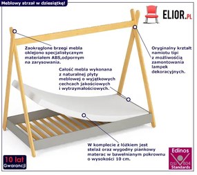 Skandynawskie łóżko tipi szare- Lori 4X 80x180