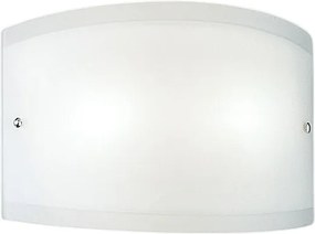 Kinkiet Lecce z białego szkła satynowego, chromowane detale, E27 max 42 W, IP20, 27x12 cm