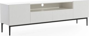 Szafka RTV Nicole 200 cm z wnęką i szufladami - biały mat / czarne nóżki