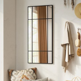 HOMCOM Lustro ścienne, dekoracyjne lustro z metalową ramą, czarne paski, wielowarstwowe szkło, 50B x 2T x 110H cm | Aosom PL