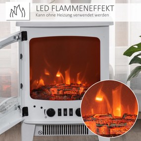 Kominek elektryczny LED kominek podłogowy z efektem płomienia 900/1800 W kolor biały | Aosom.pl