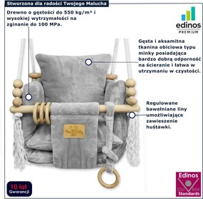 Szara dziecięca huśtawka edukacyjna minky L2-G14
