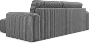 Szary sztruksowy rozkładany/ze schowkiem narożnik (prawostronny/z szezlongiem) Kona – Makamii