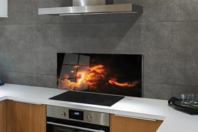 Szklany Panel Ogień z Pyska Smoka