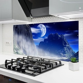 Panel Szklany do Kuchni Szczyty Gór W Świetle Księżyca