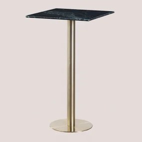 Kwadratowy Wysoki Stolik Barowy 60x60 Cm Z Marmuru Cosmopolitan Zielony Marmur Big Flower & Champagne Oro - Sklum