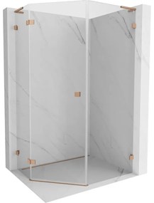 Mexen Lunar L kabina prysznicowa pięciokątna uchylna lewa 80 x 100 cm, transparent, miedź szczotkowana - 831L-080L-100P-65-00-L