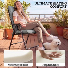 Outsunny Poduszki ogrodowe z oparciem i paskami, wodoodporne poduszki do wnętrz i na zewnątrz, jasnoszary | Aosom PL