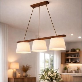 Lampa wisząca na lince AIDA 3xE27/60W/230V śr. 25 cm dąb/orzech