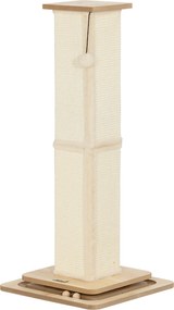 PawHut 3-w-1 Drapak z torami do zabawy, piłką i sizalem, do 10 kg, 39,5 x 39,5 x 87 cm, Dąb/Kremowy