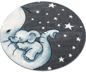 Dywan dziecięcy Kids Słoniki szaro-niebieski 120 cm x 120 cm koło
