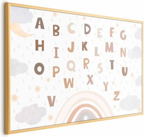 Plakat Literki 90x60 cm z ramą złotą bez marginesu ARTGEIST B