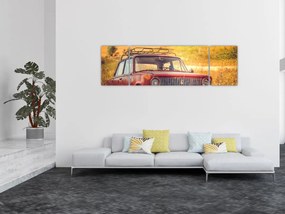Obraz samochodu na polu (170x50 cm)