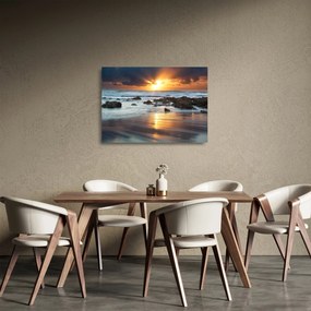 Obraz na szkle - Skąpane w słońcu morze (70x50 cm)
