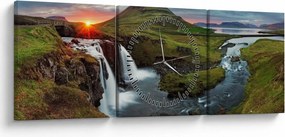 Obraz - Kirkjufell o zachodzie słońca (z zegarem) (90x30 cm)