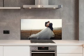 Panel szklany do Kuchni Para Młoda pod Błękitnym Niebem