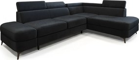 Masseno Narożnik AVISE z funkcją spania i pojemnikiem na pościel Narozniki L, Rozkładana sofa - Czarny, MONOLITH 95