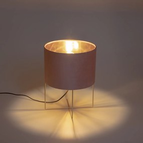 Nowoczesna lampa stołowa różowa ze złotem - Rosalina