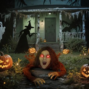 Outsunny Dekoracja Halloweenowa Pełzający Zombi, Dźwięki, Światła, Zasilanie Baterią