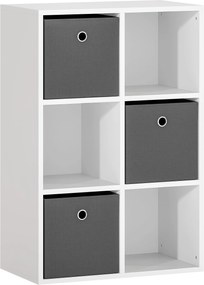 HOMCOM Regał z 6 półkami i 3 tkaninowymi szufladami, regał do przechowywania, wszechstronny, Szary