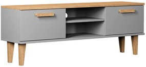 Skandynawska szafka RTV na dębowych nóżkach szary + hikora - Avec 5X 120cm