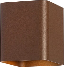 Nowoczesna lampa ścienna rdzawo-brązowa z wbudowanym LED IP54 kwadratowa - Evi