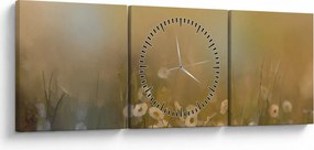 Obraz - Obraz olejny stokrotek (z zegarem) (90x30 cm)