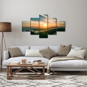 Obraz wschodu słońca nad morzem (125x70 cm)